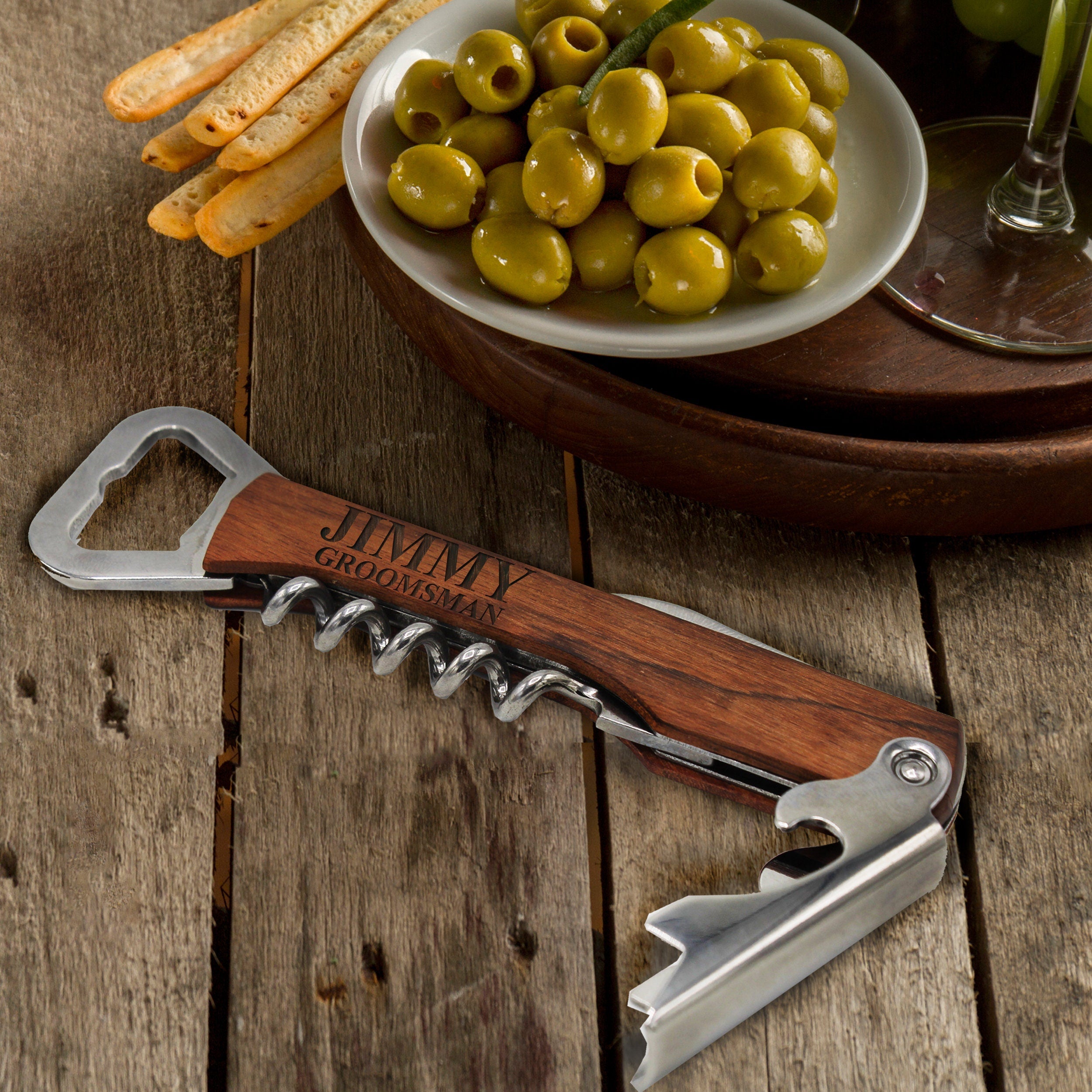 Personalized Groomsmen Corkscrew Multi-Tool