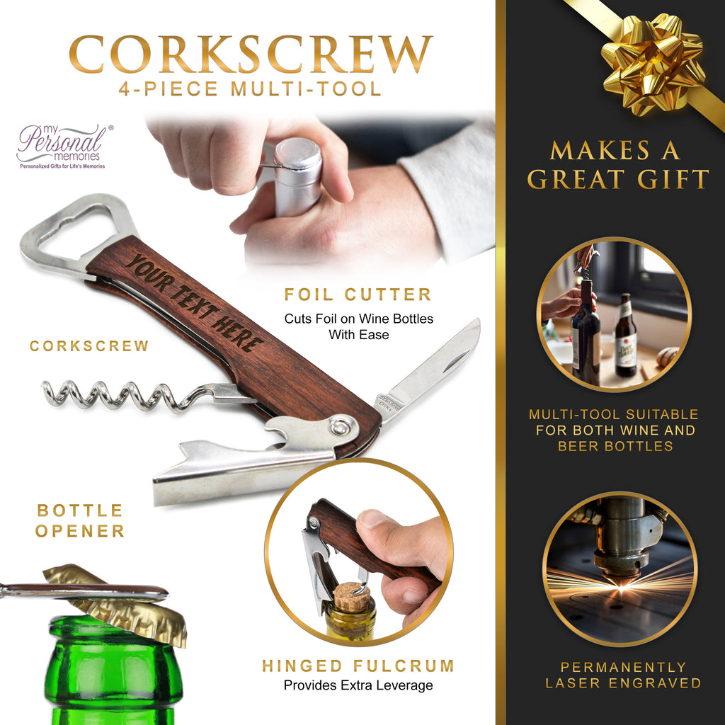 Personalized Groomsmen Corkscrew Multi-Tool