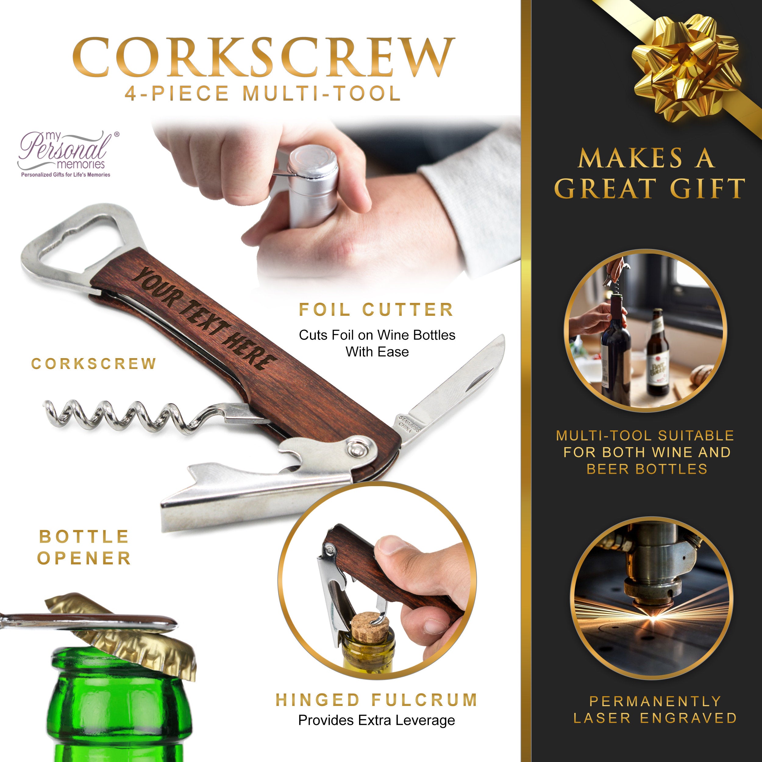 Personalized Groomsmen Corkscrew Multi-Tool