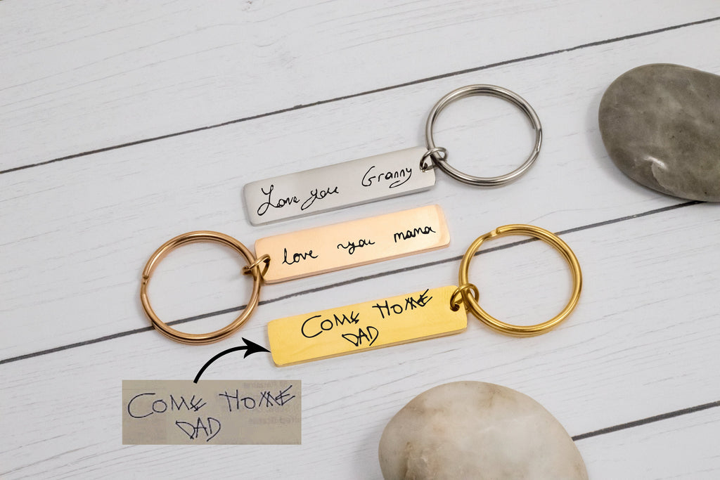 Custom Handwriting Bar Monogram Keychain for Birthday Sentimental Gift Ideas, Keychain for Grandma Grandpa Men Women Him Her for Christmas