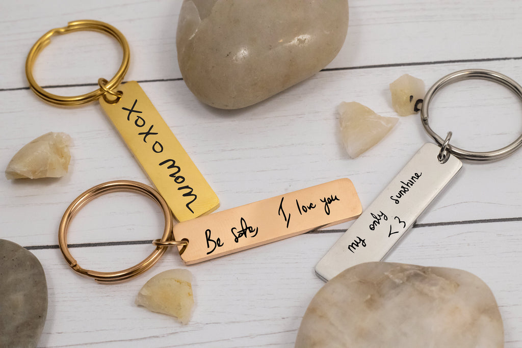 Custom Handwriting Bar Monogram Keychain for Birthday Sentimental Gift Ideas, Keychain for Grandma Grandpa Men Women Him Her for Christmas