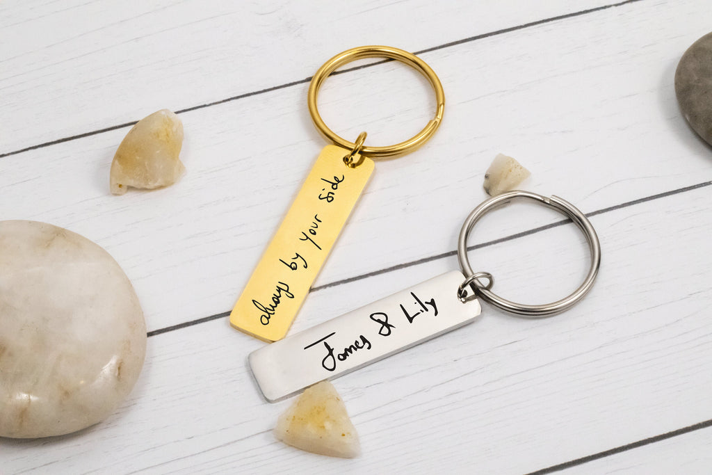 Custom Handwriting Bar Monogram Keychain for Birthday Sentimental Gift Ideas, Keychain for Grandma Grandpa Men Women Him Her for Christmas