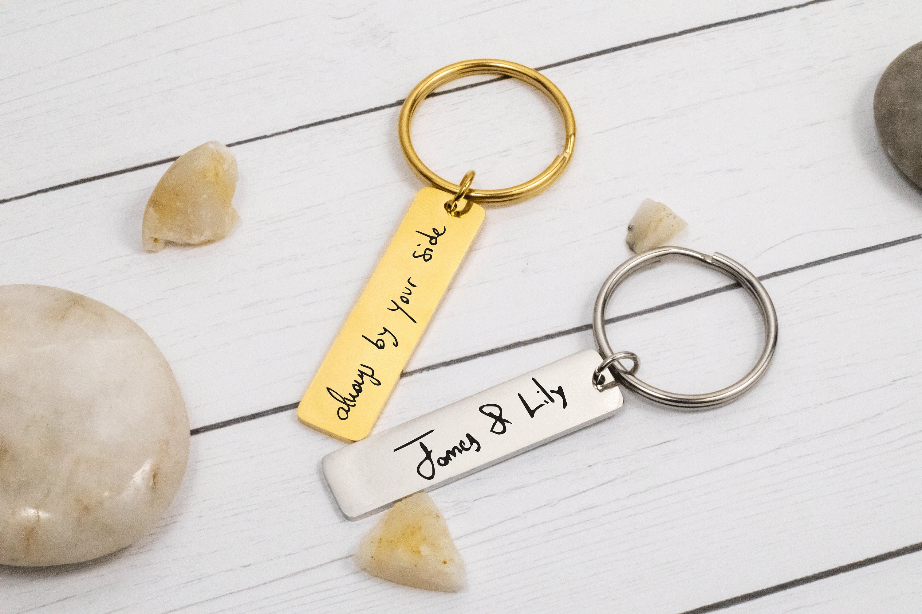 Custom Handwriting Bar Monogram Keychain for Birthday Sentimental Gift Ideas, Keychain for Grandma Grandpa Men Women Him Her for Christmas