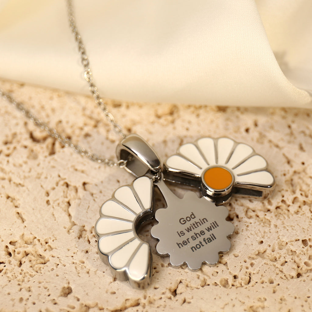 Personalized Daisy Locket Necklace – Hidden Message, Christian Gift