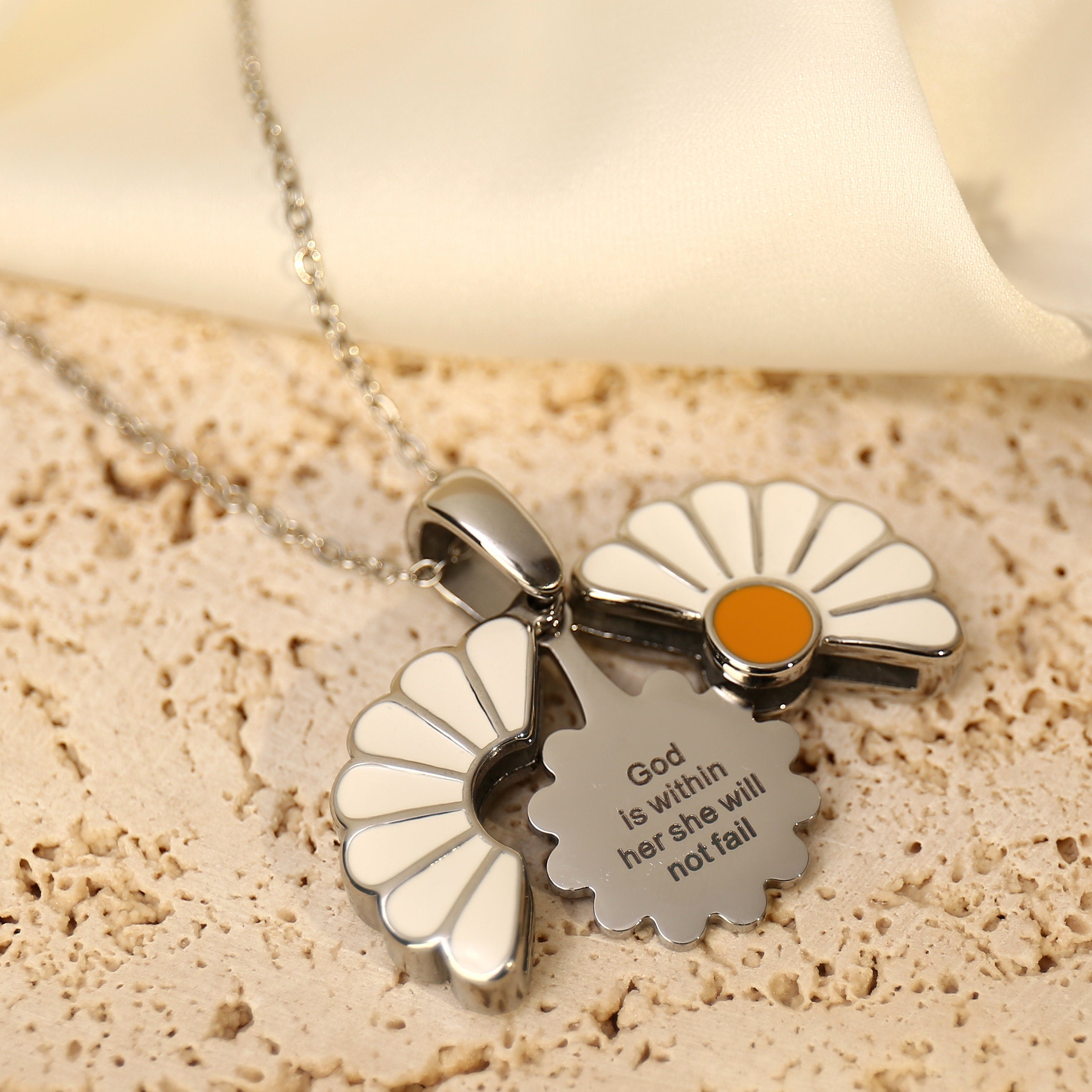 Personalized Daisy Locket Necklace – Hidden Message, Christian Gift