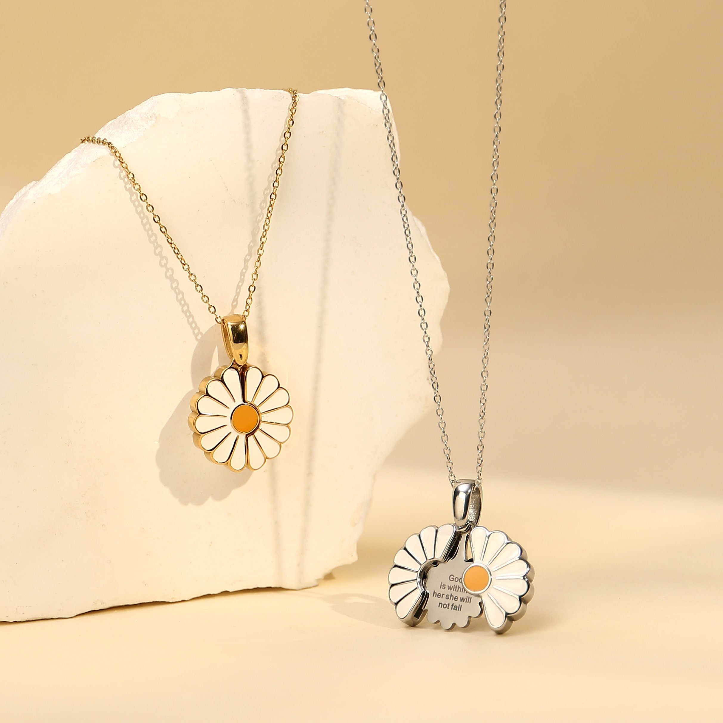 Personalized Daisy Locket Necklace – Hidden Message, Christian Gift