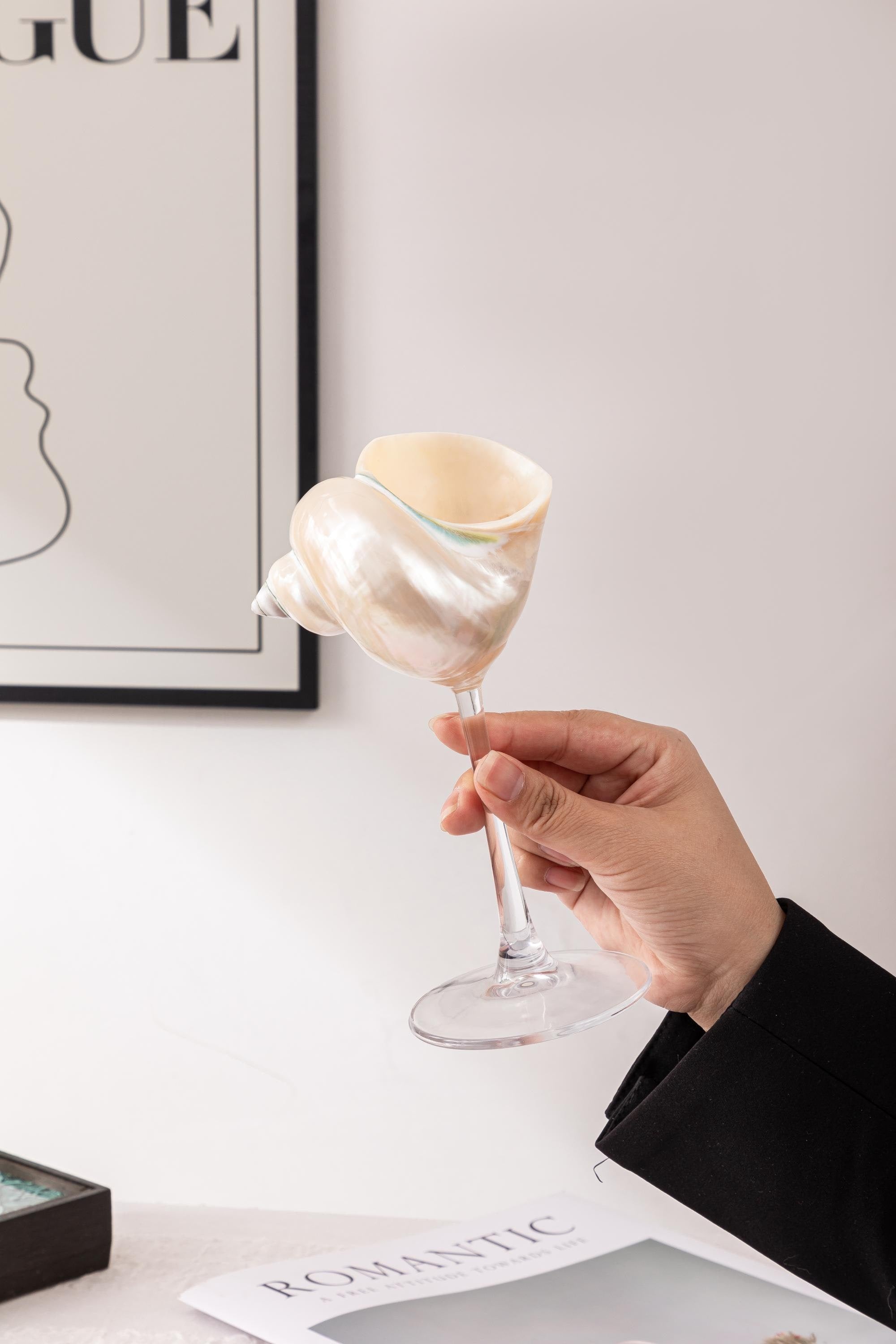Handcrafted Seashell Wine Glass - Beach Wedding Decor