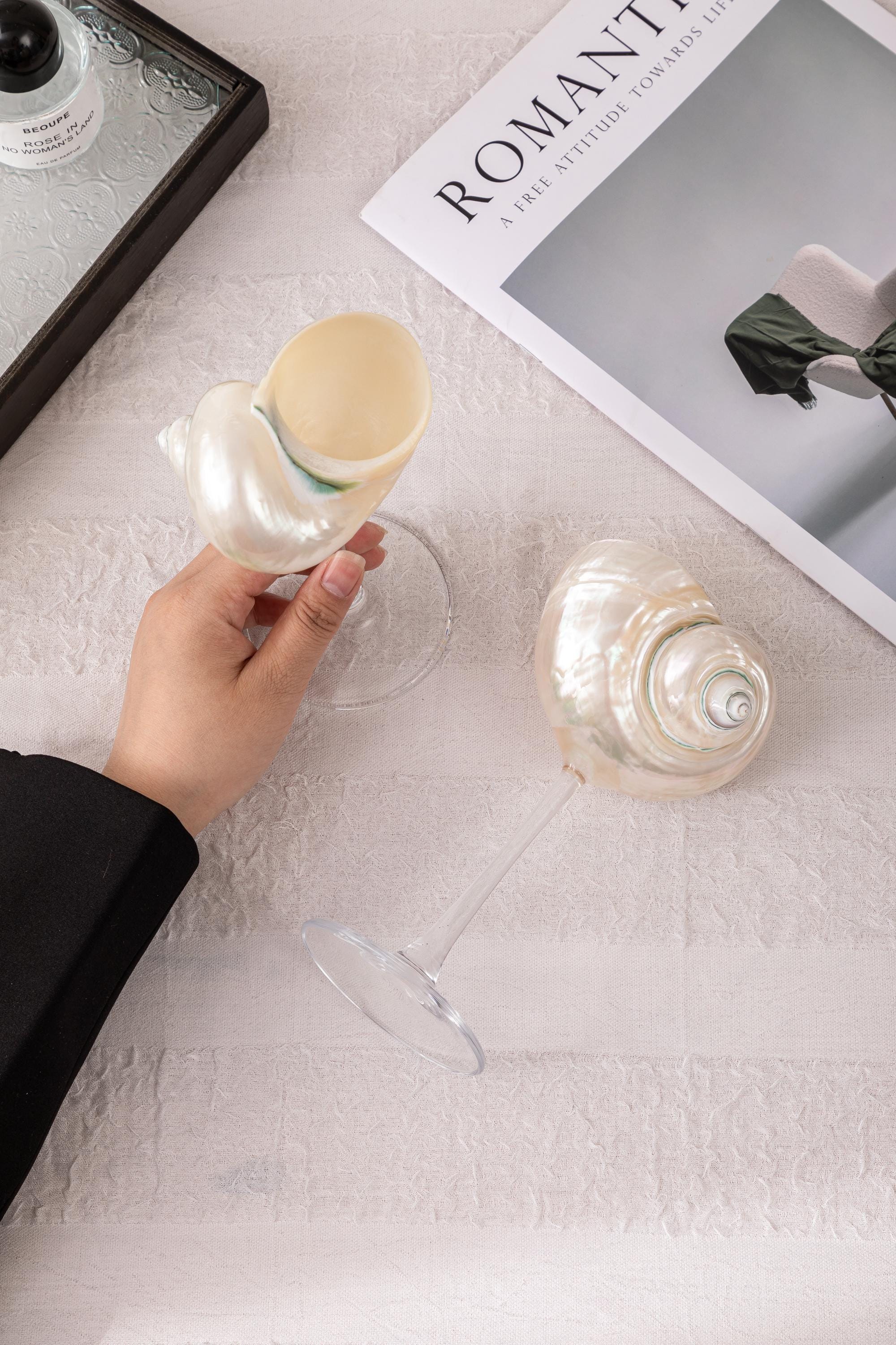 Handcrafted Seashell Wine Glass - Beach Wedding Decor