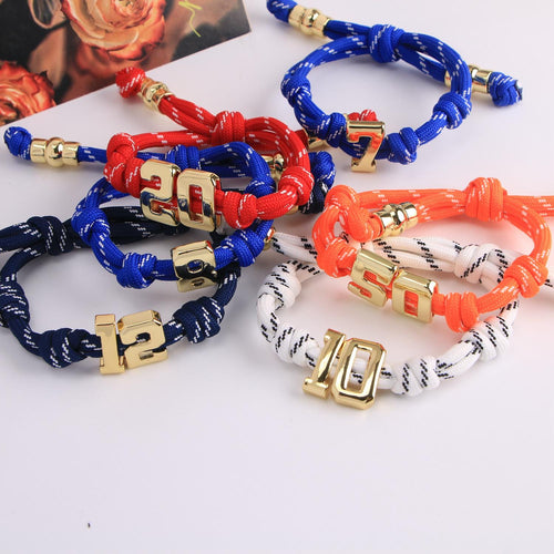 1 pcs Custom Gold Silver Color Bubble Number Bracelet, Personalized Woven Knotty Jewelry, Unisex Gift for Women Men