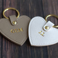 Personalised Heart Keyring, Custom Initials PU Leather Keychain | Monogram Key Ring Gift for Her, Valentines, Mum Gift, New Home, Car Keys