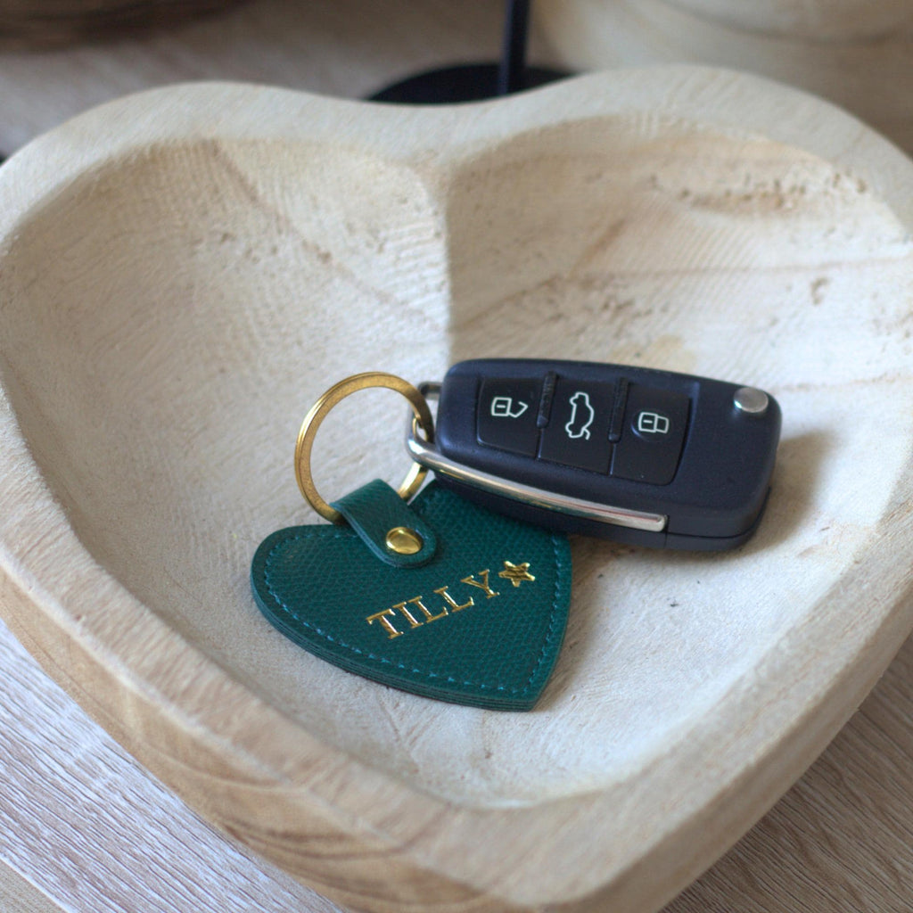 Personalised Heart Keyring, Custom Initials PU Leather Keychain | Monogram Key Ring Gift for Her, Valentines, Mum Gift, New Home, Car Keys
