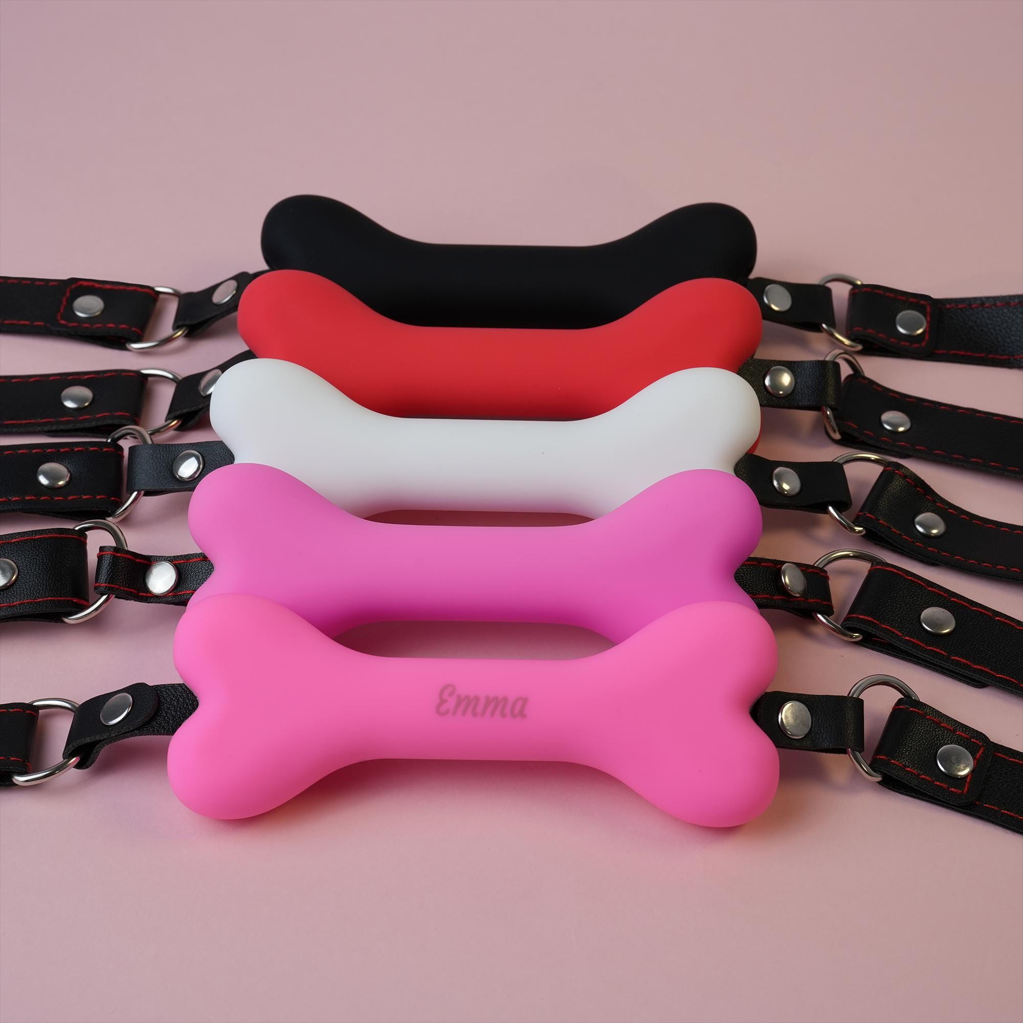 Personalized Bone Choker, Custom Gothic Punk Vegan Leather Collar, Silicone Pendant Jewelry